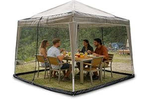 Patio Umbrellas Netting, 10' x 10' Gazebo Mosquito Netting, Otdoor Canopy Umbrella Screen, Hanging Mesh Tent with Double Zipp