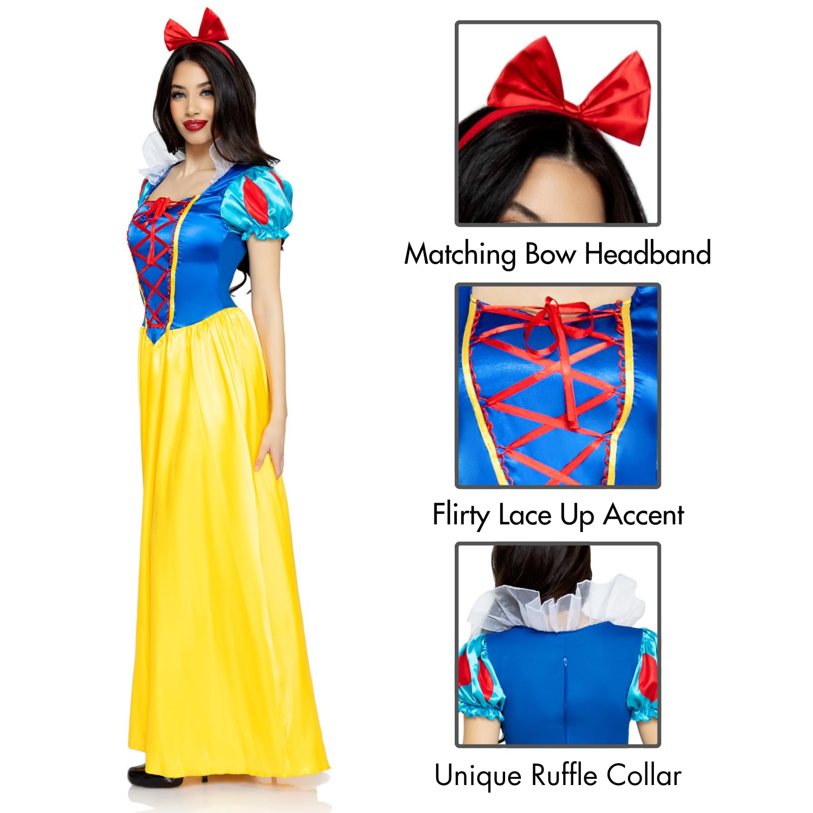 Leg Avenue Womens Classic Snow White Set Family Friend Full Length Princess Dress