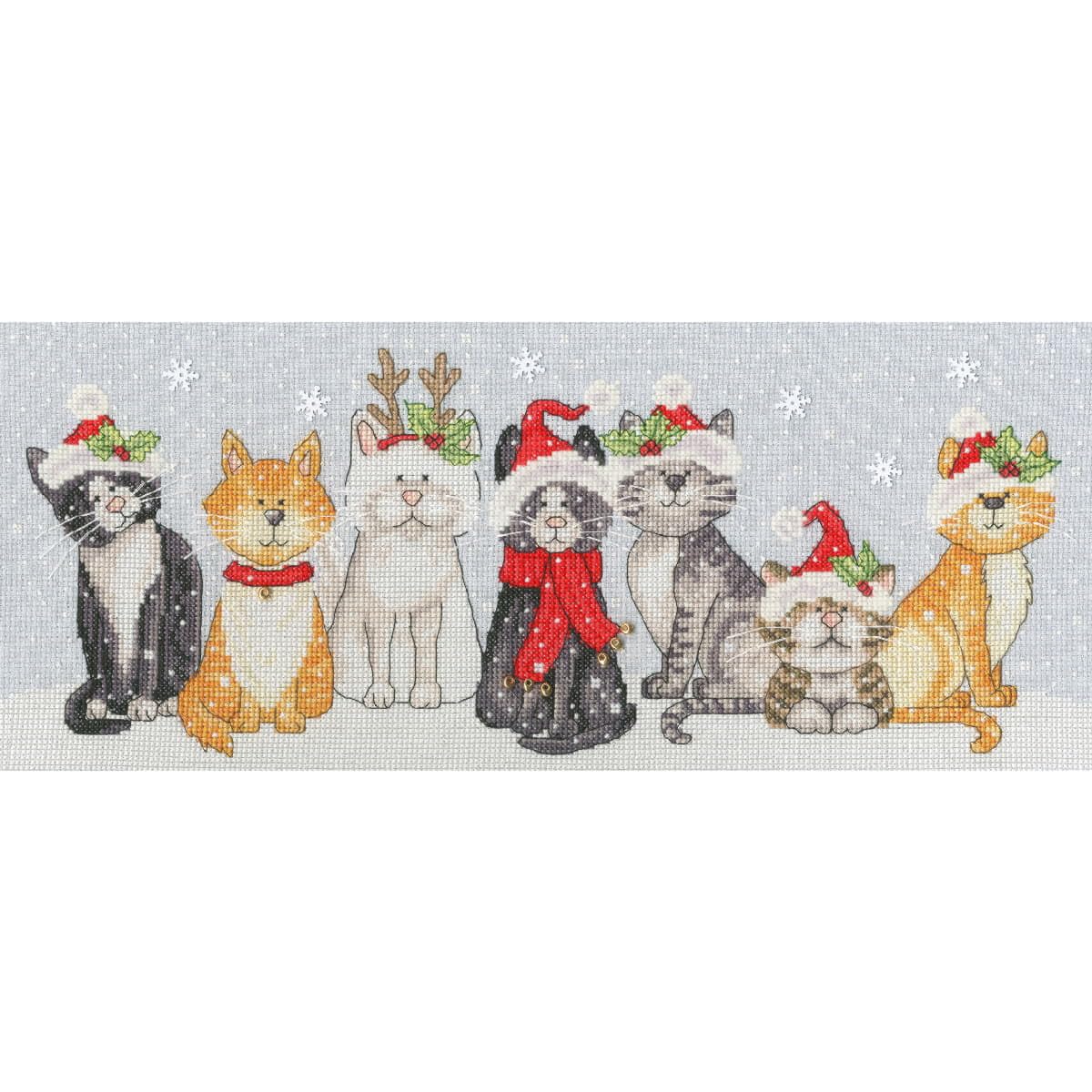 Bothy Threads Counted Cross Stitch Kit - Festive Felines