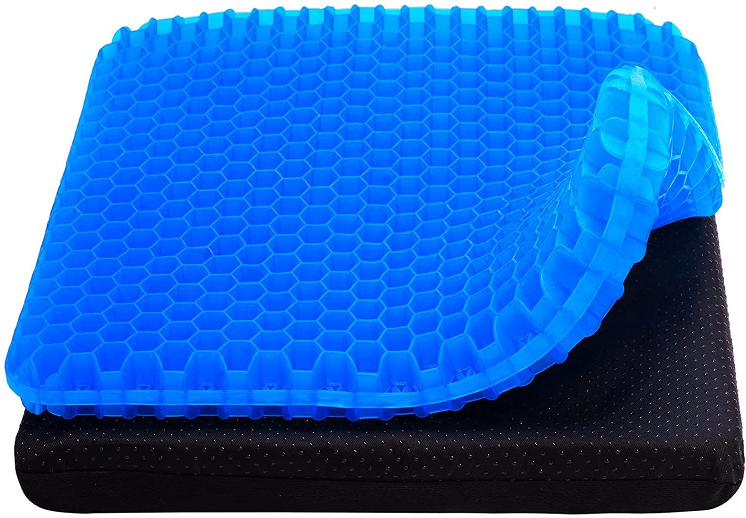 Boenkush New Gel Seat Cushion, Honeycomb Design Double Thick Gel Cushion with Relieving Back coccyx Pain Pressure, for Car Office Home Wheelchair&Chair