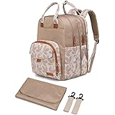 Qualyphant Extra Large Diaper Bag Backpack for Two Kids Twins - Expandable Baby Bag (26-36L), Dual Big Compartments - Includes Changing Pad & Stroller Straps, Unisex Leaf