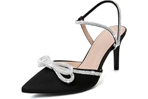 RIBONGZ Women's Wedding Shoes Glitter Sparkly Pointed Toe Strappy High Heels Sexy Ankle Strap Pumps Bridal Party Work Dress Shoes