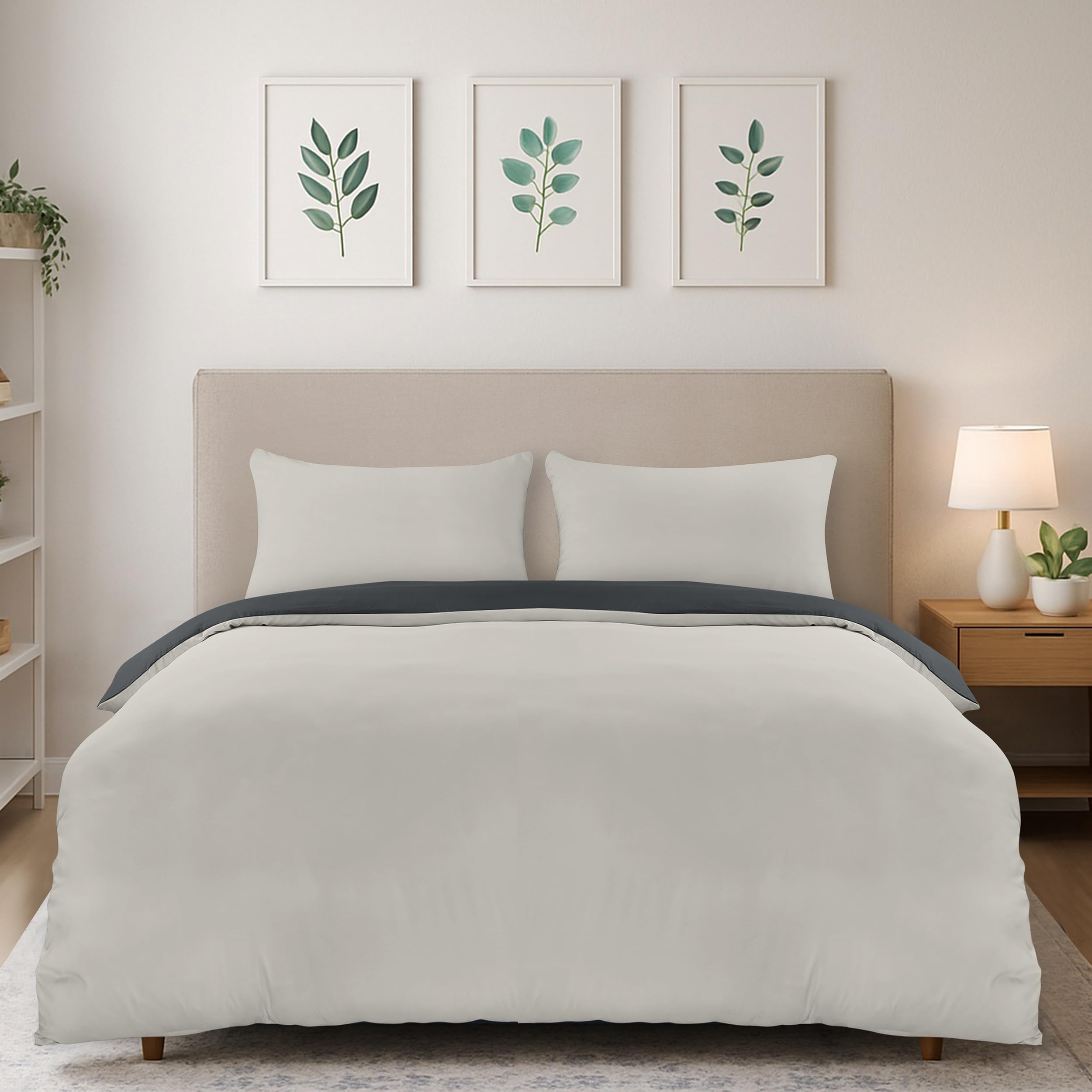 Utopia Bedding Duvet Cover Double - Soft Microfibre Polyester Duvet Cover with Pillow cases - Bedding Quilt Cover Set (Dark Grey/Light Grey)