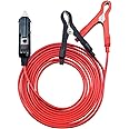 Leehitech Male Cigarette Lighter to Alligator Clips Battery Charger Cable, 16AWG 12V Heavy-Duty Cigarette Plug to Battery Clips Extension Cable Built-in 15A Fuse 9.8 FT