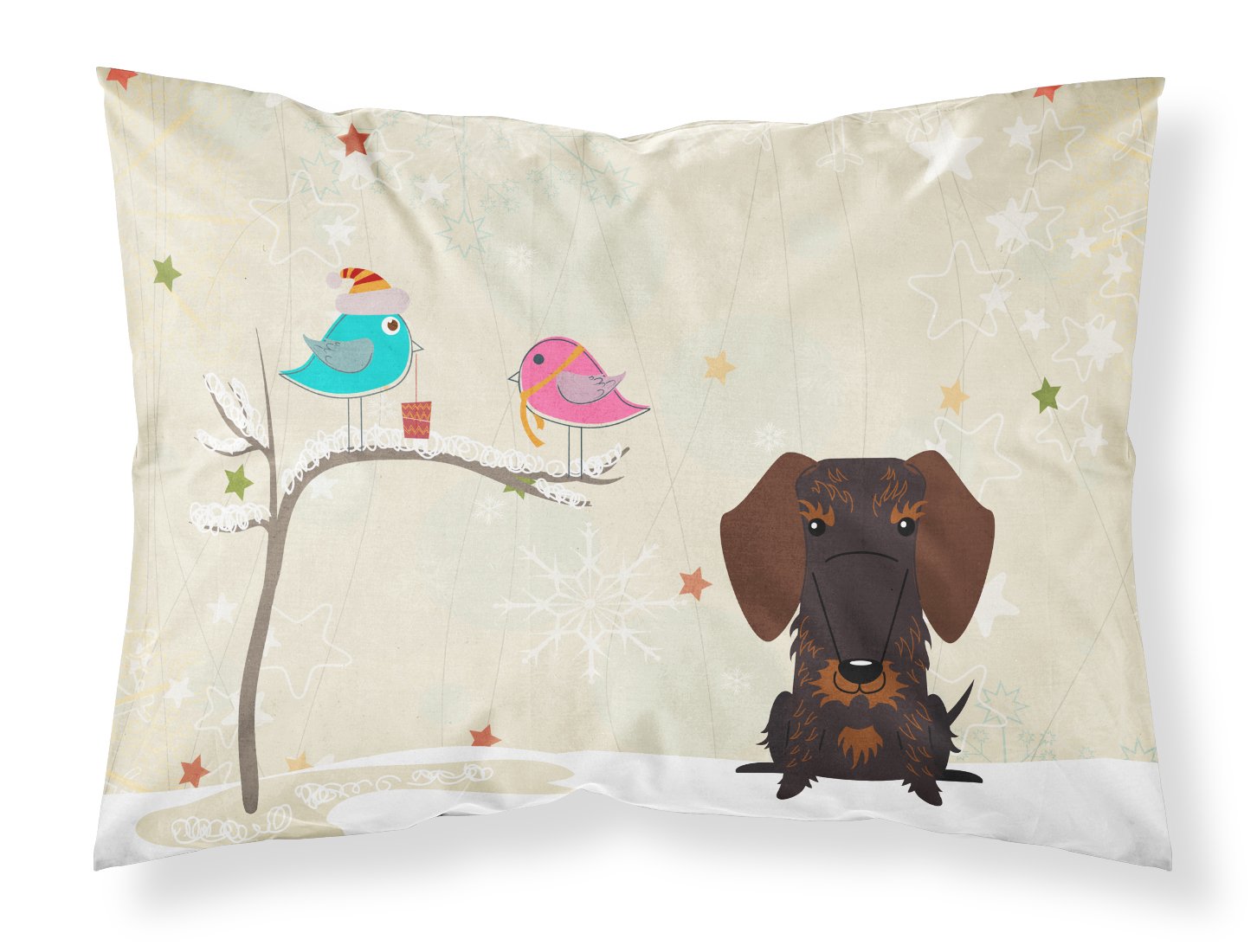 Caroline's Treasures Between Friends Wire Haired Dachshund Chocolate Fabric Standard Pillowcase BB2601PILLOWCASE, Polyester, Multicolored, 30" x 20.5" (Pack of 1)