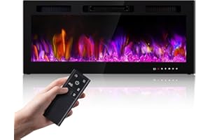 Electric Fireplace Inserts 42 Inch Wide, RealSmart Wall Mounted Fireplace 750W/1500W in-Wall Recessed Heaters with Remote Control, Timer, 12 Adjustable Color Flame & Brightness, Touch Screen