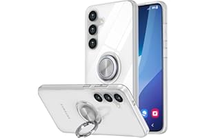 Miimall Slim for Samsung Galaxy S24 Plus Case Clear with Ring Stand, Soft TPU Anti-Yellow [Metal Magnetic Ring Holder][Support Car Magnetic Mount] Shockproof Phone Case for Galaxy S24 Plus - Clear