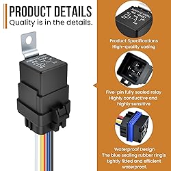 ZDRU 2 Pcs 5-Pin 12V Waterproof Relay with