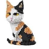 alltogetho Calico Cat Model Micro Mini Building Block Toys Sets | Intricate tri-color palette, relaxing focused assembly, sturdy sitting pose, heartwarming desk companion, gift for cat lovers