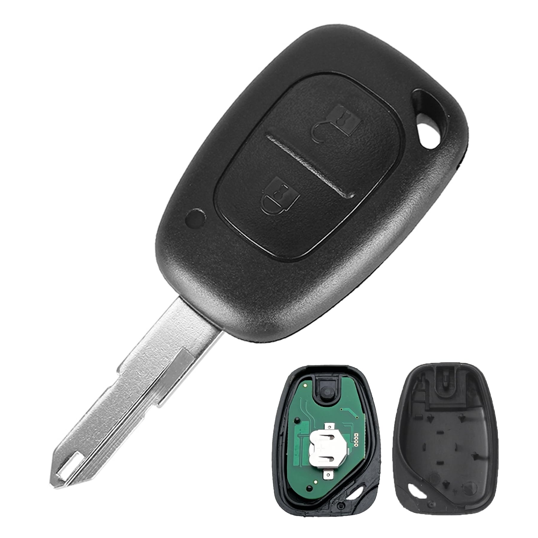 Heart Horse 433Mhz 2 Buttons Car Remote Key Fob Replacement for Ren-ault Opel Vauxhall Vivaro Movano Traffic Kangoo Ni-ssan Car Key Shell Case Cover with ID46/PCF7946 Chip and Battery - Ne73 Blade