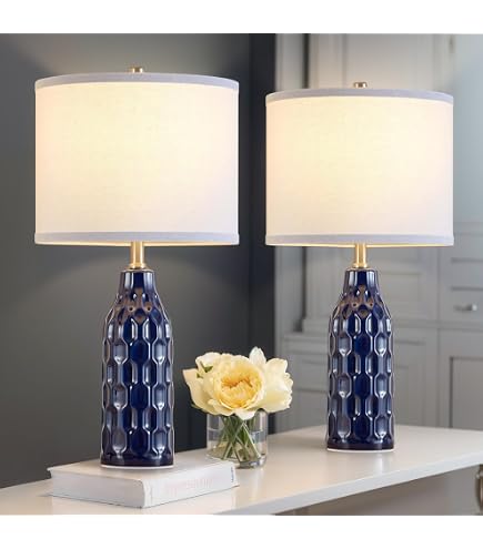 SAFAVIEH Lighting Collection Modern Deco Navy Faux Leather 26-inch...