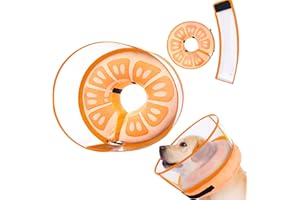 MARIYAGO Inflatable Dog Cone Collar for Large Medium Small Dogs, Soft Dog Donut Collar Adjustable Recovery Cone for Pets After Surgery, Extra Enhanced Anti-Licking Guard Shield for Pets (Large, Orange)