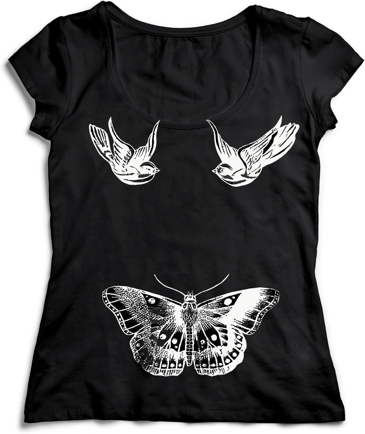 MYMERCHANDISE Harry Styles Tattoos Women Women's Lady T-Shirt Shirt Black Soft Organic Cotton Womens