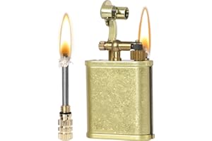 CHOICEDC Vintage Trench Lighter, Permanent Match, Cool Pipe Lighter, Unique Metal Lighters, Antique Kerosene Lighters Fluid Refillable, Reusable Waterproof Forever Matches, Classic Gift for Men