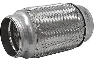 WestMotive, Exhaust Flex Pipe, 2.5"x6" Heavy Duty Stainless Steel Double Braid Flexible Tube, 2 Pack