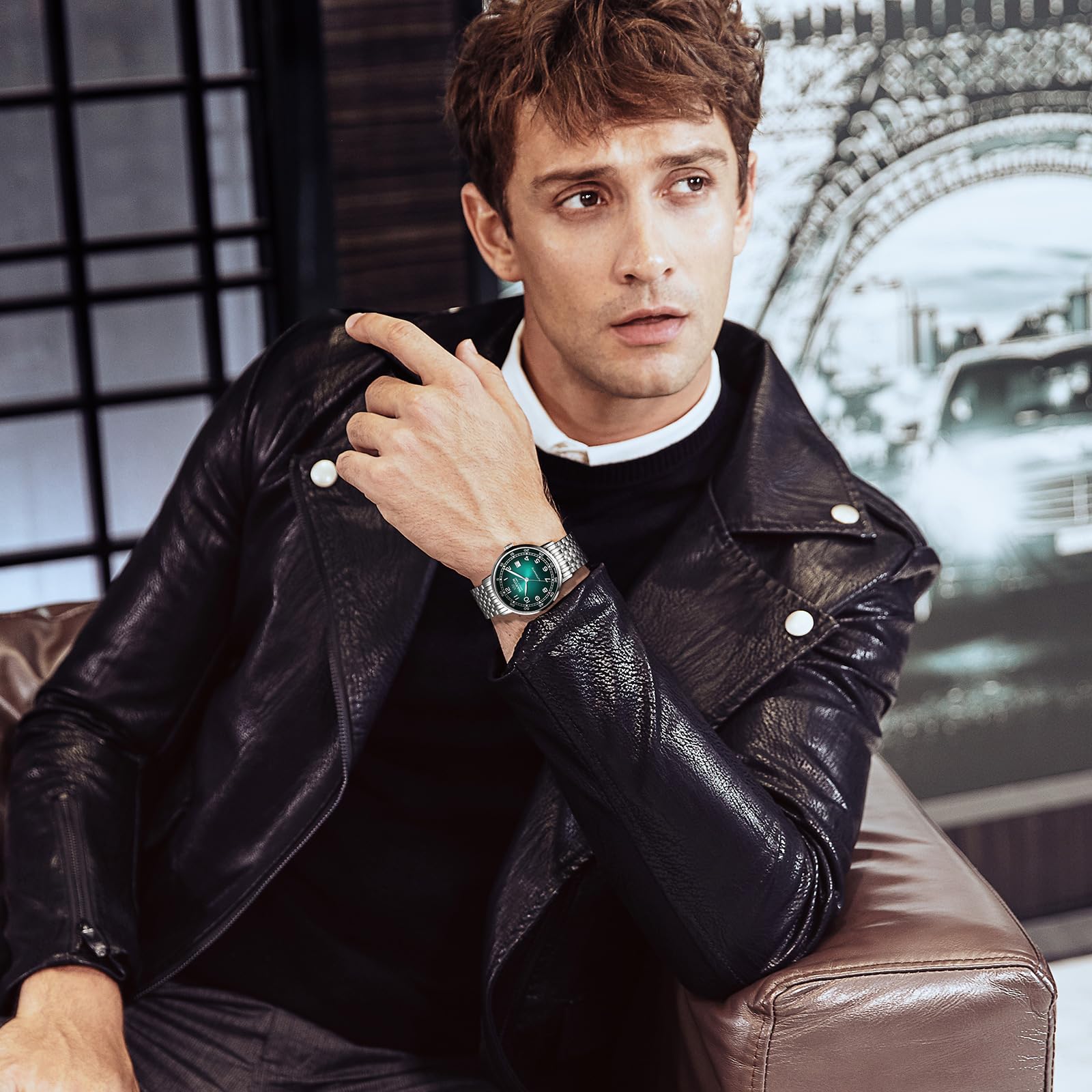 marvin Swiss Automatic Movement Watches for Men Casual Men's Watch with Stainless Steel Strap,Sapphire Glass Dial,Luminous Hands and Hour Markers,50m Waterproof