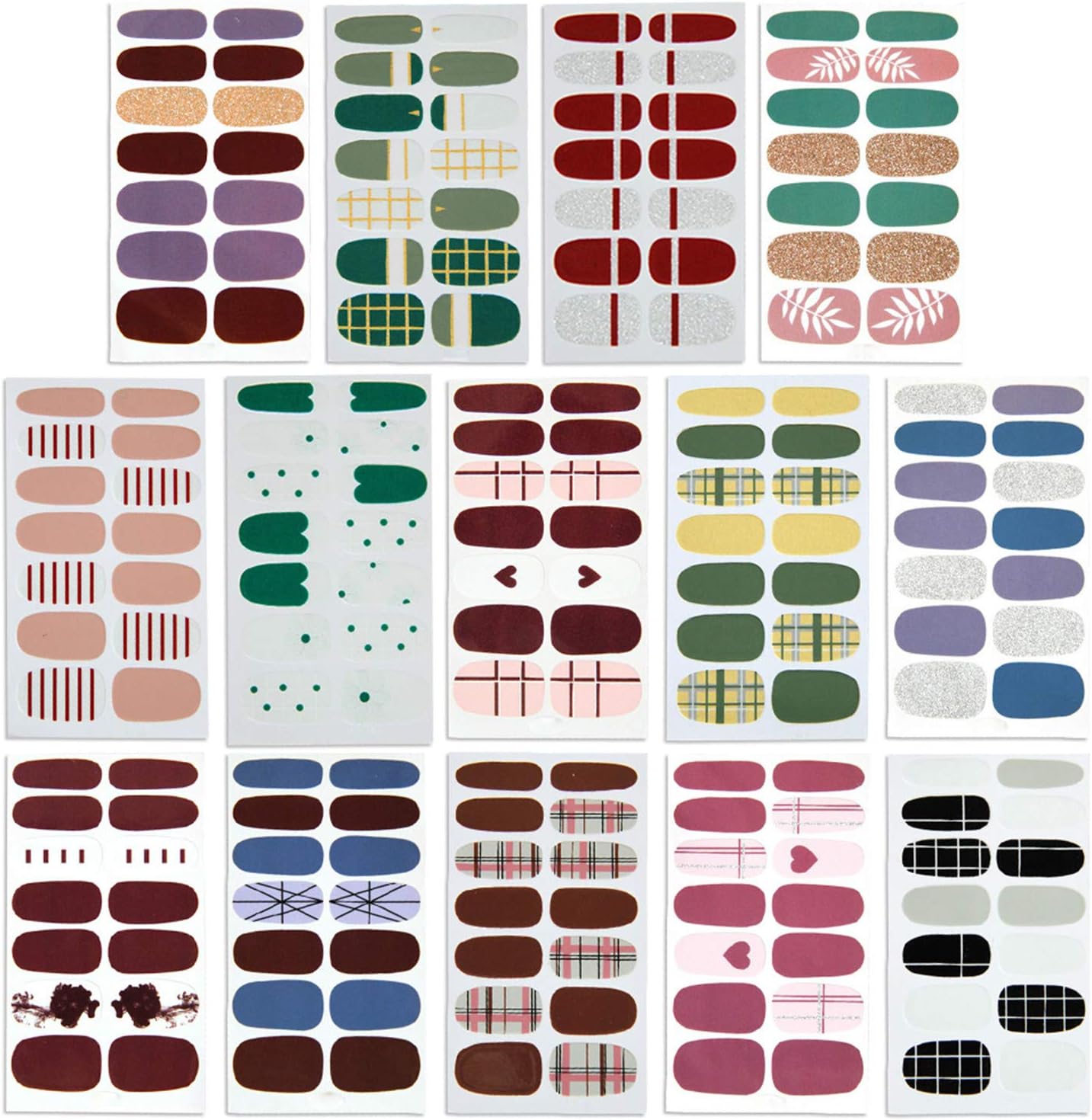 14 Sheets Full Wraps Nail Polish Stickers,Self-Adhesive Nail Art Decals Strips Manicure Kits Nail Art Designs