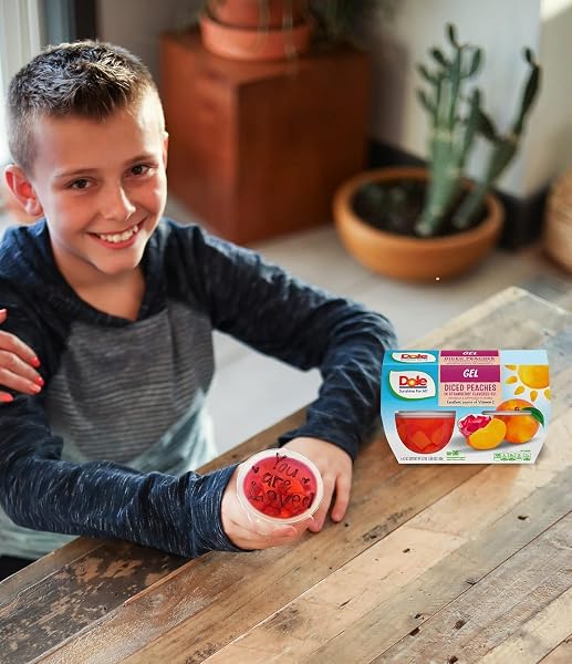 DOLE FRUIT BOWLS PEACHES IN STRAWBERRY FLAVORED GEL SNACKS, 4.3OZ 36 TOTAL CUPS, GLUTEN & DAIRY FREE, BULK LUNCH SNACKS FOR KIDS & ADULTS