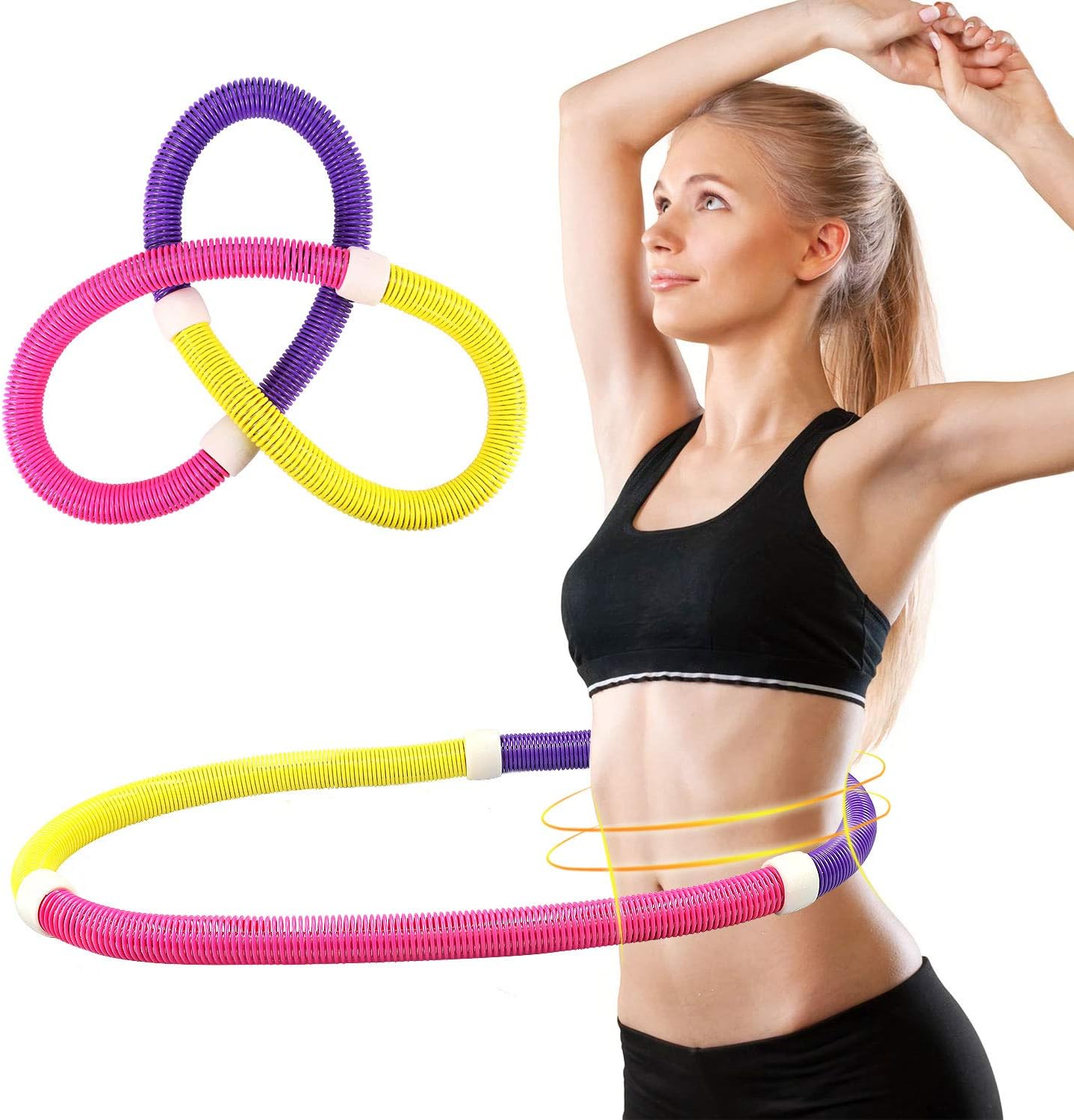 KUYOU Soft Spring Hoola Hoop for Adults, Fitness Exercise Weighted Hoola Hoop Weight Loss Fitness Hoola Hoop for Exercise Workout