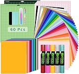 VINYL FROG 60pcs Cricut Accessories Bundle Permanent Vinyl HTV Mats Tools