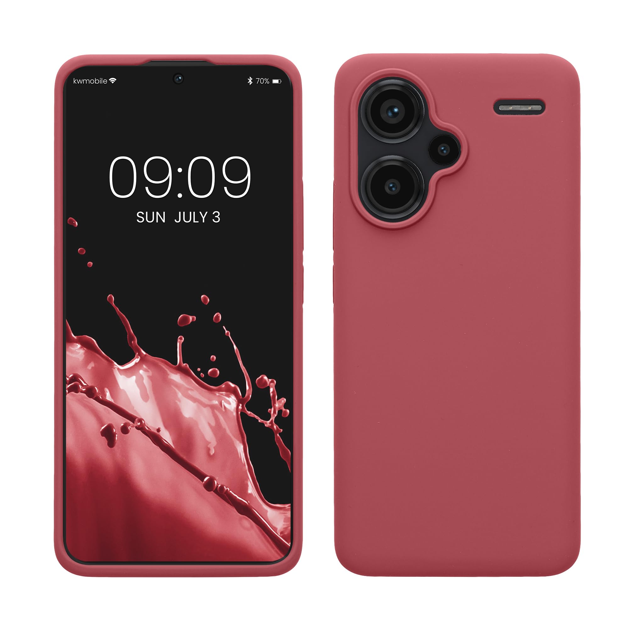 kwmobile Case for Xiaomi Redmi Note 13 Pro+ 5G / Redmi Note 13 Pro Plus 5G Case - Soft Cover - Shockproof Silicone - Wireless Charging Dark Rose