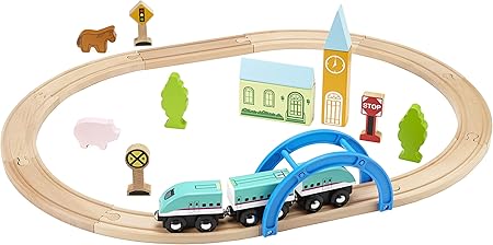 Amazon Moku Train はじめての木製電車セット E5系新幹線はやぶさ3両付き 車両 レールセット おもちゃ