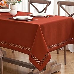 MIULEE Burnt Orange Thick Polyester Linen Rectangle