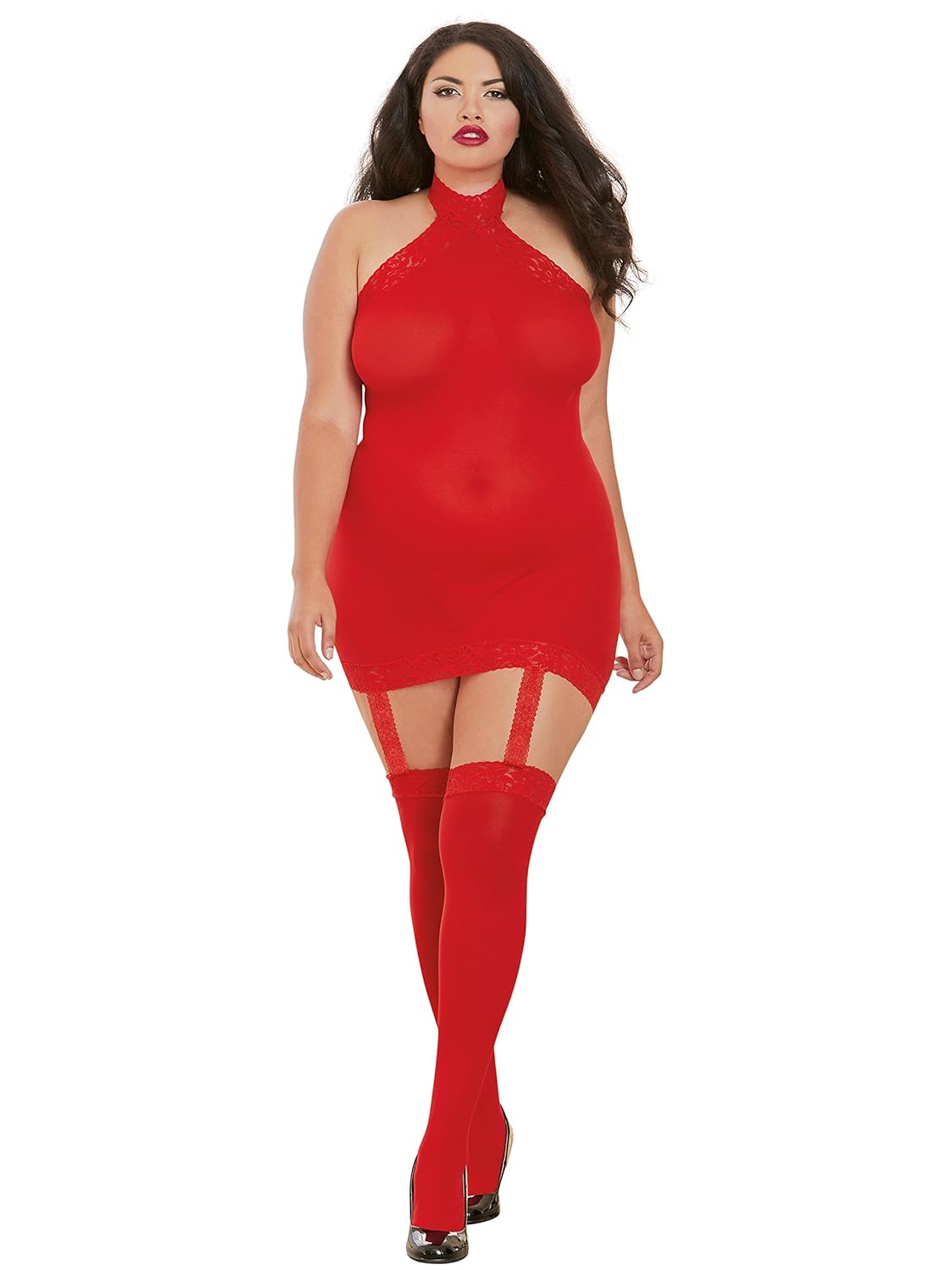 red sheer dress