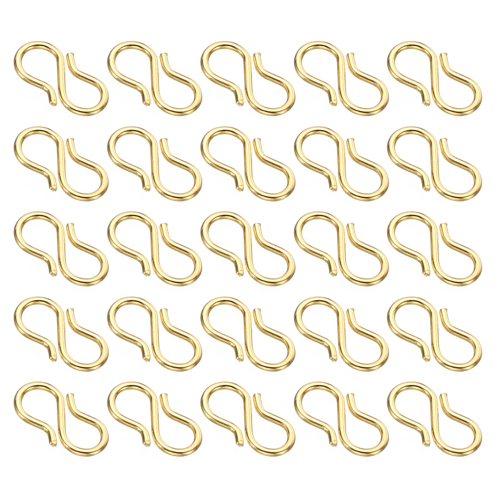 PATIKIL 13x4mm S Hook Clasp, 50Pcs 304 Stainless Steel S-Shaped Jewelry Clasp Connector for Jewelry Making Necklace Bracelet Craft DIY Accessories, Gold