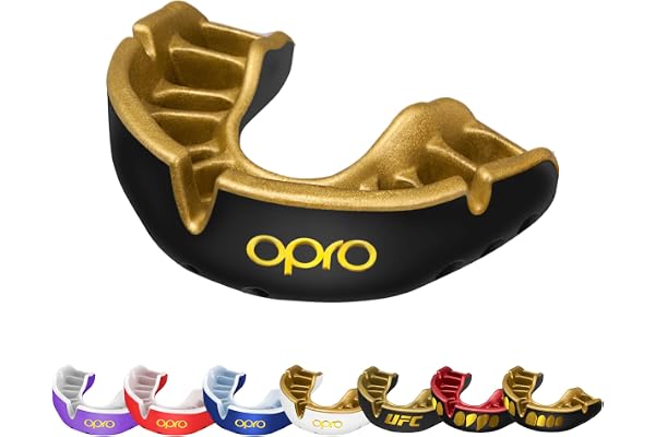 OPRO Gold Level Moldable Mouth Guard, Premium Fit (Black/Gold) Adult & Kids | Easy Self-Fit Mouth Guard, Boxing Mouthguard fo
