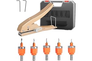 KAUWM 6Pcs Limit Countersink Drill Bit Set with Hole Punch, Adjustable Depth Wood Countersink Drill Bit Kit, Includes 1/8"-5/32" Bits & 3/8" Punch, Perfect for Woodworking & PVC Edge Banding (Bits + Plier)