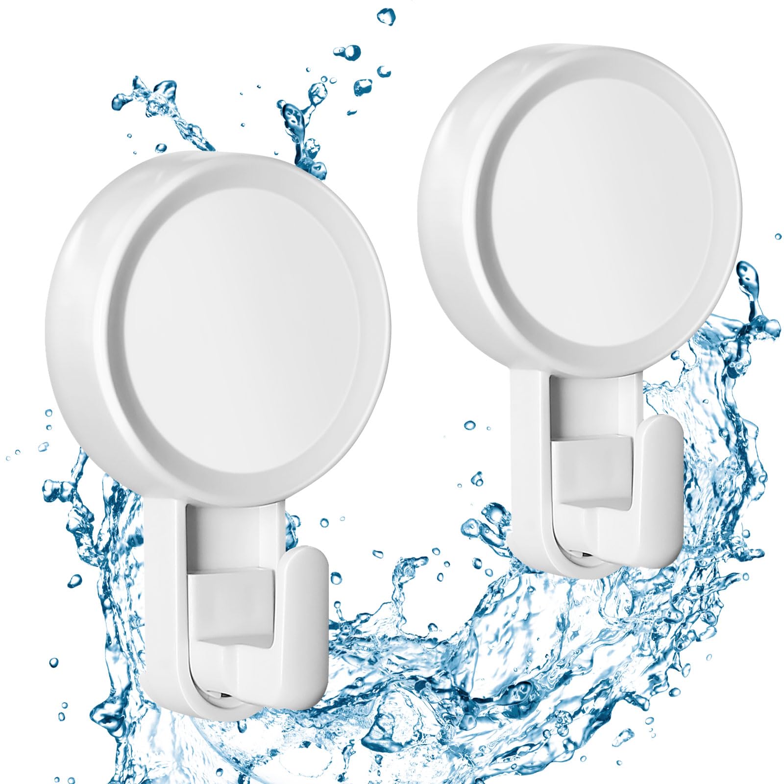 GlobaLink Suction Hooks, Strong Large Push Sucker Hook, Heavy Duty 5KG Vacuum Suction Cup, Reusable Plastic Shower Hooks Wreath Hook for Front Door Bathroom Kitchen Window Bags, 2 Pack