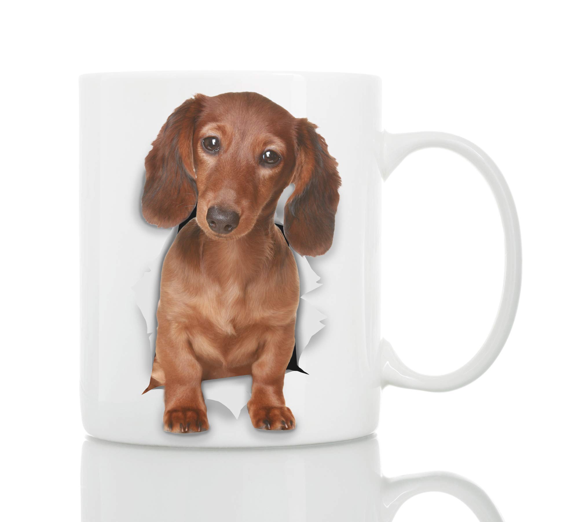 Winston & Bear Funny Dachshund Ceramic Tan Sausage Dog Coffee Mug - Gift for Dog Lovers Mom and Dad (11oz) — image 1