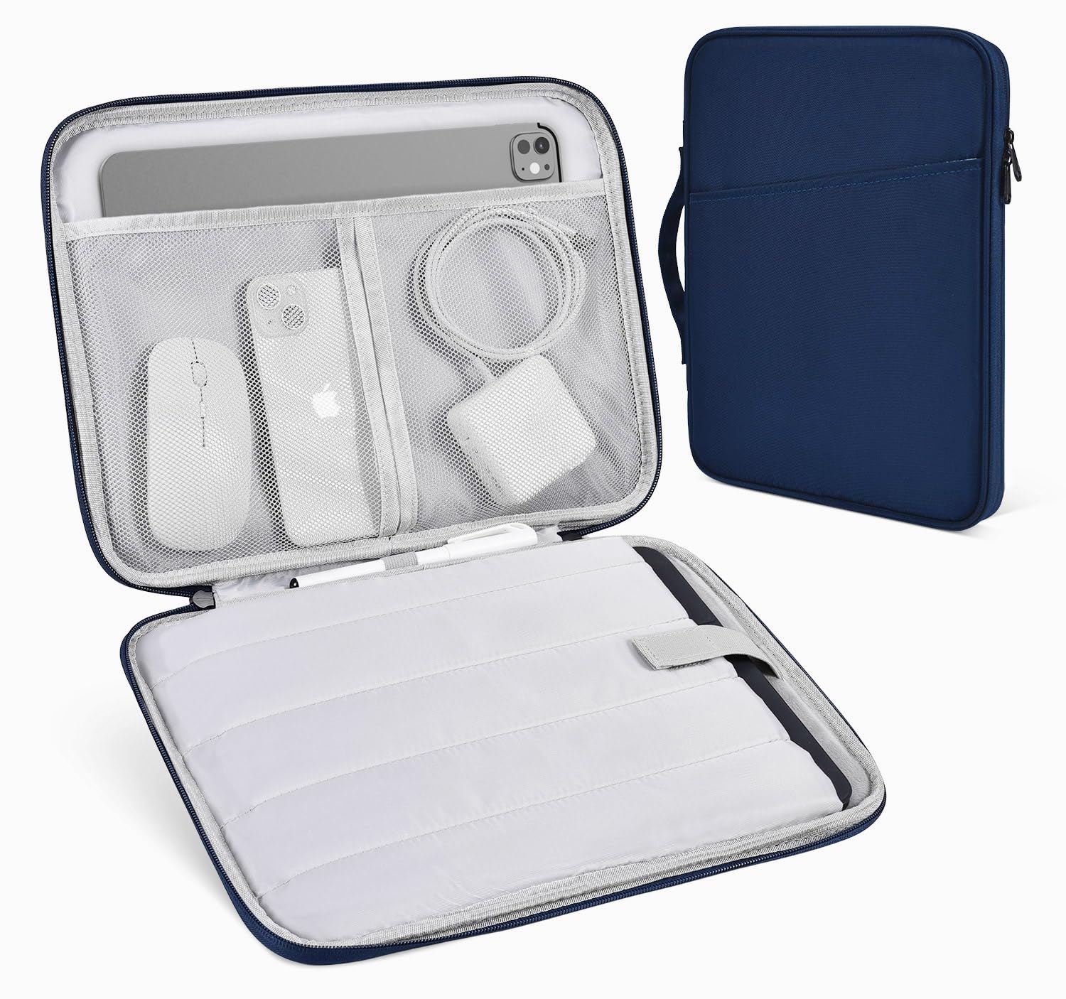 Photo 1 of 13 Inch iPad Pro M5 2025 & iPad Air M2, 12.9-in iPad Pro M2/M1, Protective Sleeve with Accessories Pocket, Carrying Storage Bag for iPad Pencil Pro/Adapter/Magic Keyboard, Navy Blue