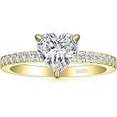 JALOKIVI 925 Sterling Silver Engagement Rings for Women Heart Cut Cubic Zirconia Wedding Promise Rings for Her Size 4-12.5