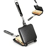 Cididu Hot Sandwich Maker, Grilled Sandwich Toaster for Small Bread Pancake, Double Sided Non-Stick Frying Pan, Stovetop Sandwich Grill Press Flip Pan for Camping Kitchen (Inside 5.4" L x 4.7" W)