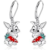 AXOMY Bunny Earrings Gifts 925 Sterling Silver Rabbit Dangle Drop Earrings Easter Rabbit Jewelry for Women Mothers Day Christmas Gifts