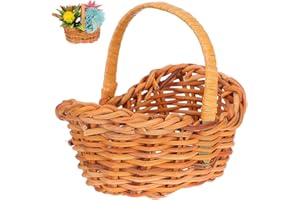 Hemoton Mini Woven Rattan Basket with Handle Small Fairy Garden Basket for Wedding Easter Birthday Decor and Storage Tiny Wicker Flower Girl