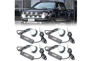 Xprite Hideaway Strobe Lights White LED Strobe Light Kit with 14 Flash Patterns Grill Strobe Lights for Trucks Surface Mount 