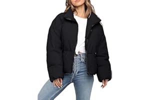 Polu Women's Puffer Jackets Oversized Long Sleeve Winter Zipper Coat Warm Quilted Jackets with Pockets