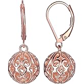 Amazon Essentials Sterling Silver Filigree Ball Leverback Dangle Earrings