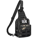 GMAK Tactical Sling Bag for Men, Small Tactical Shoulder Bag Backpack, Outdoor Military Rover Bags Travel Hiking Daypacks, EDC Crossbody Chest Bag Pack for Hiking/Cycling/Hunting, Black Camo
