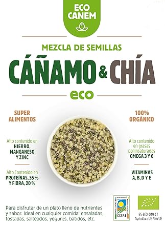 Semillas peladas de cáñamo con chía ECO. 100% Vegano. Really ...