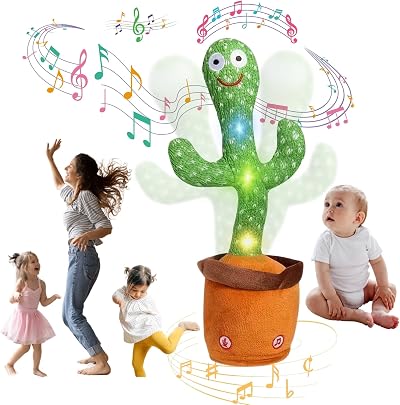 JULI Talking Cactus Toy Singing Dancing Repeats Voice Recording 120 Songs Plush