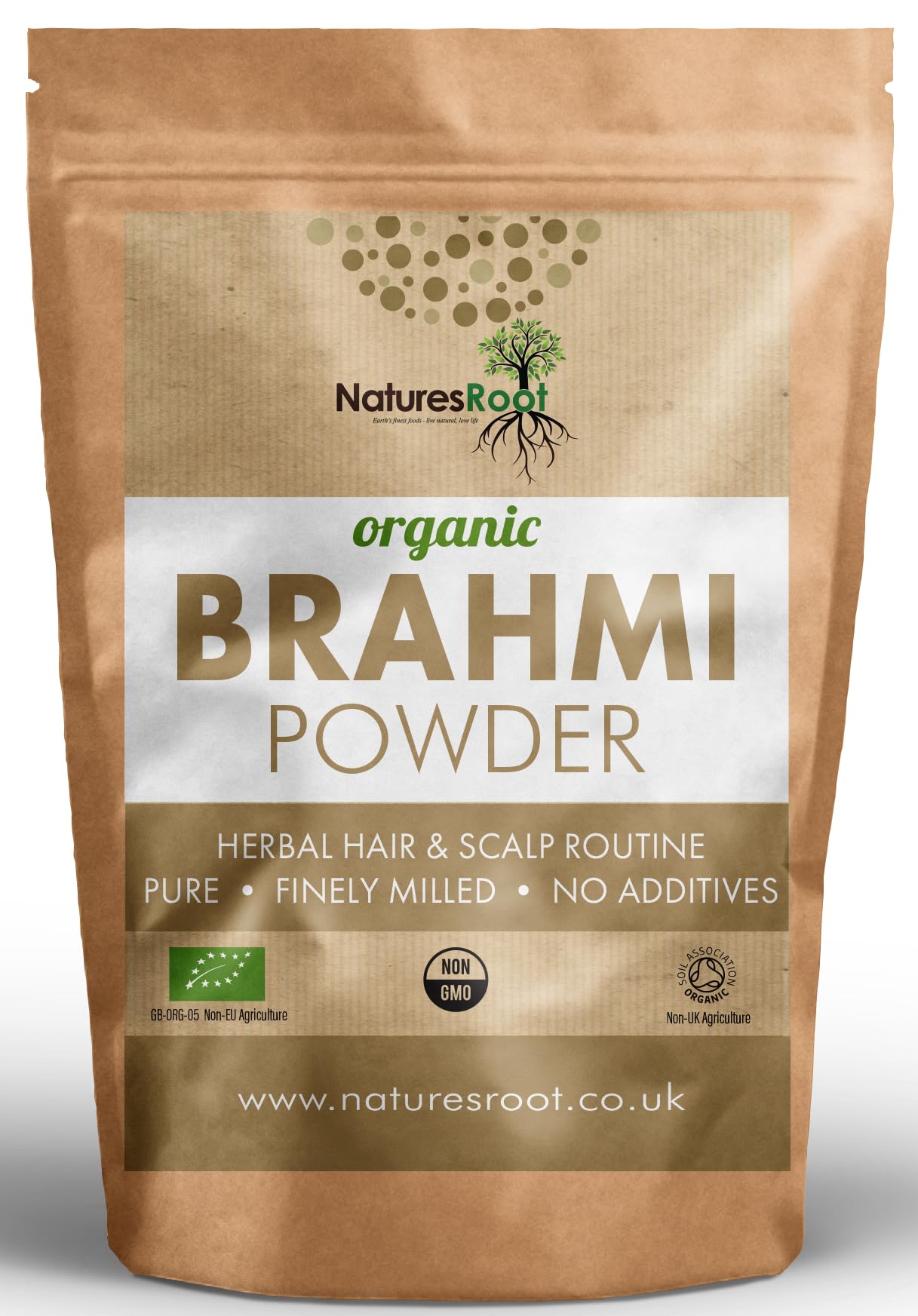 Nature’s Root Organic Brahmi Powder - Ayurvedic Herb | Bacopa Monnieri | Hair Growth Product | Thickening Hair Supplement (125g)