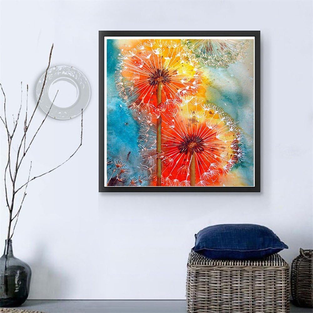 YEESAM ART 5D DIY Diamond Painting Full Drill Kits for Adults, Dandelion Orange Flower 30x30cm - Image 3