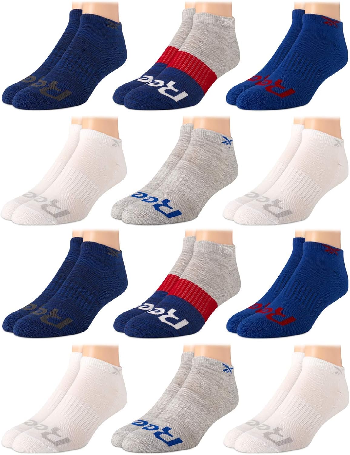 Reebok Boy's Cushion Comfort NoShow Low Cut Basic Socks (12 Pack