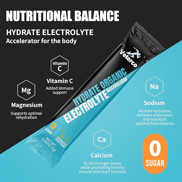 VETERCO HYDRATION ELECTROLYTE POWDER, ELECTROLYTE DRINK, HYDRATION SUPPLEMENT DRINK MIX, HYDRATION PACKETS WITH VITAMIN & MINERAL, KETO FRIENDLY, VEGAN, NON-GMO, NO SUGAR, PINEAPPLE FLAVOR (20 STICKS)