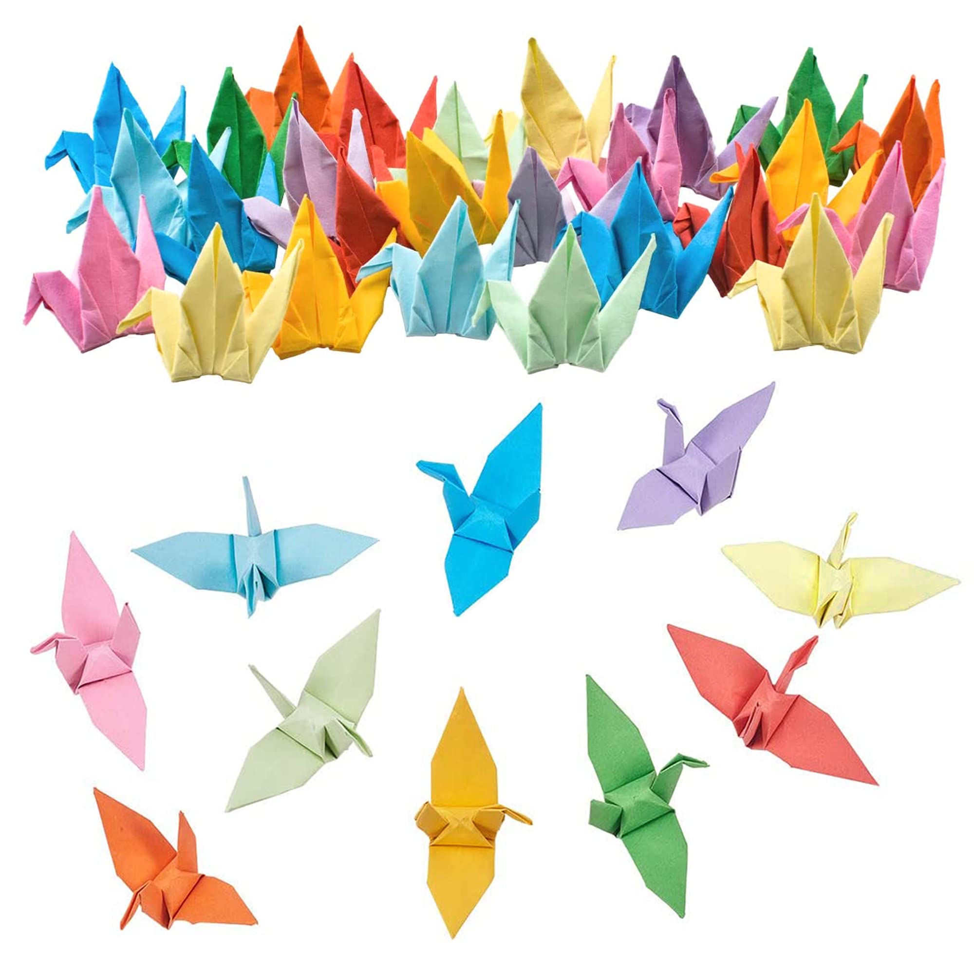 HAOBIN Origami Paper Cranes 100 Pieces Multicolor 7 cm for Wedding Party Background Home Decor