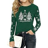 RECUTEWU Kids Christmas Shirt Long Sleeve Xmas Holiday T-Shirts Boy Girls Merry Christmas Graphic Tee Tops 5-14Y